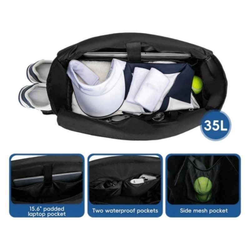Custom Tennis Handbag Shoe Compartment Backpack Men Women Waterproof Pickleball Tote Bag with logo - 3