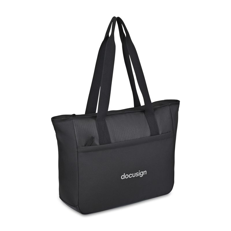 Custom Transit Recycled rPET Laptop Tote - Black with logo - 3