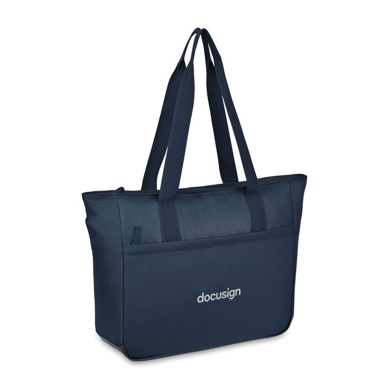Custom Transit Recycled rPET Laptop Tote - Navy with logo - 3