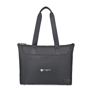 Custom Travis & Wells Lennox Recycled Nylon Laptop Tote - Black with logo