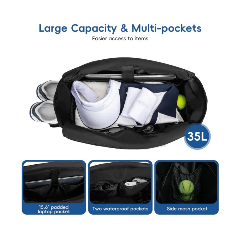 Custom Waterproof Tennis Tote Bag Outdoor Sports Shoulder Bag Pickleball Tote with Racket Pocket with logo - 2